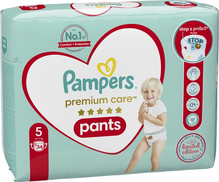 Pieluchomajtki Pampers Premium Care Pants Rozmiar 5 (12-17 kg) 34 szt (8001090759870) - obraz 3
