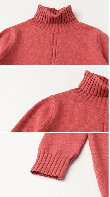 Платье женское трикотажное с высоким воротником коралловый One size - изображение 2