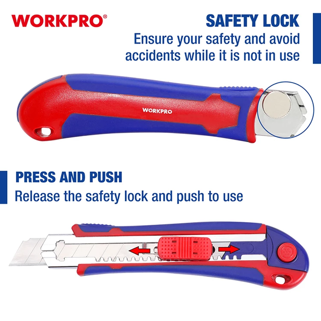 Нож сегментный WORKPRO 18 мм усиленный с легкой заменой лезвий PRO WP212011 - изображение 6