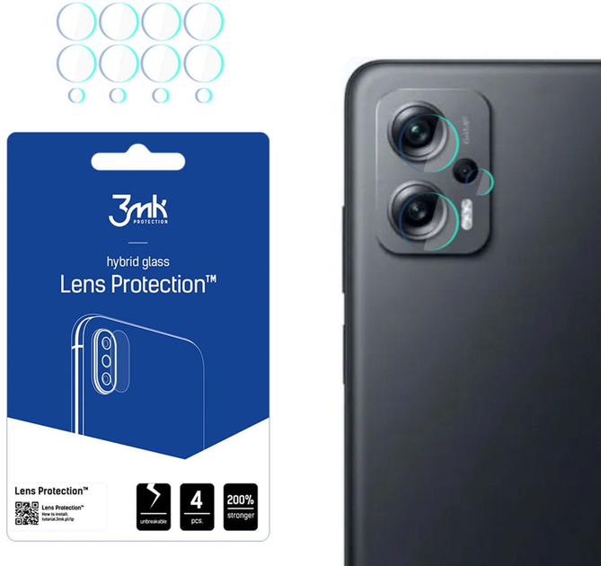 Комплект захисних стекол 3MK Lens Protect для камери Poco X4 GT 5G 4 шт (5903108486859) - зображення 1