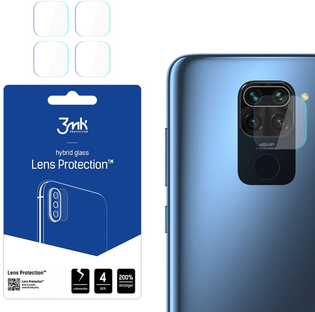 Комплект захисних стекол 3MK Lens Protect для камери Xiaomi Redmi Note 9 4 шт (5903108277310) - зображення 1