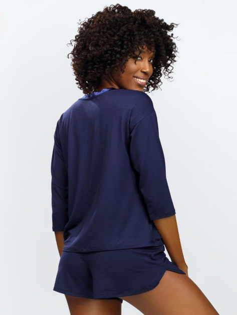 Piżama (spodenki + bluza) DKaren Set Edith XS Navy Blue (5903251469457) - obraz 2