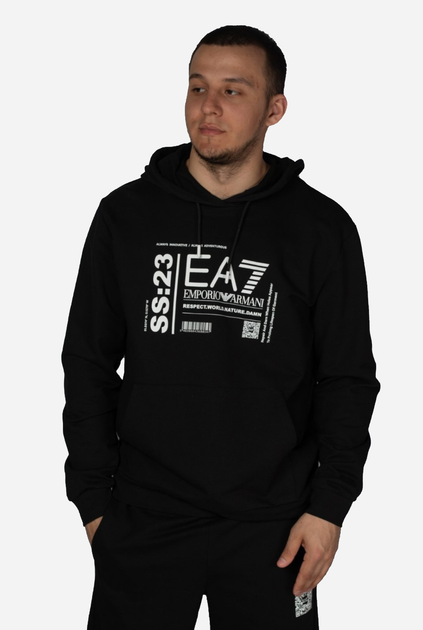 Худі чоловіче EA7 Train Logo Series U Qr Code Hoodie Rn Coft 2XL Чорне (8056787398771) - зображення 1