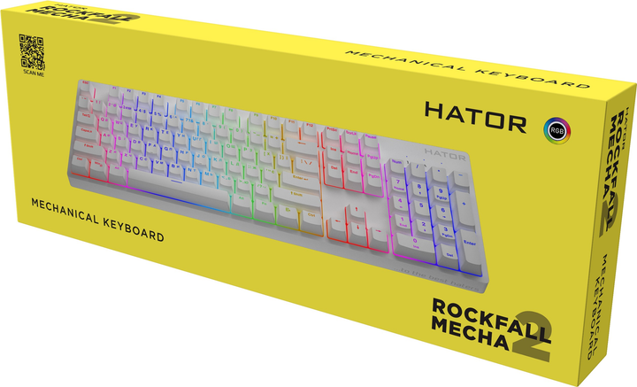 Клавіатура дротова Hator Rockfall 2 Mecha Orange USB White