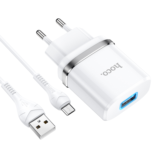Адаптер мережевий Hoco Micro USB cable Ardent charger set N1 |1USB, 2.4A| (Safety Certified) білий - Фото 1 Адаптер мережевий Hoco Micro USB cable Ardent charger set N1 |1USB, 2.4A| (Safety Certified) білий - зображення 1