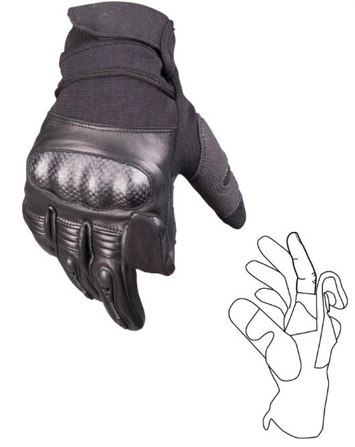 Перчатки тактические Mil-Tec Кожаные с защитой M Черные TACTICAL GLOVES GEN.II LEDER SCHWARZ (12504402-903-M) M-T - изображение 2