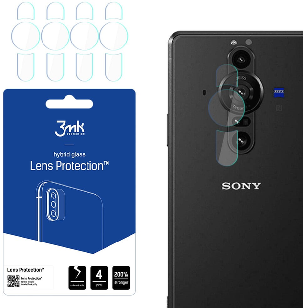 Комплект захисного скла 3MK Lens Protect для камеры Sony Xperia Pro I 5G 4 шт (5903108490245) - зображення 1
