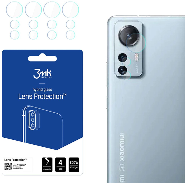 Zestaw szkieł hybrydowych 3MK Lens Protect na aparat Xiaomi 12 Lite 4 szt (5903108470865) - obraz 1