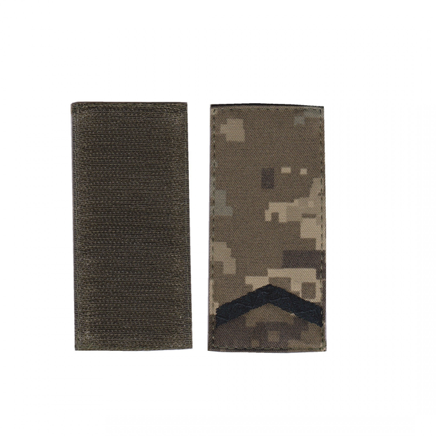 Шеврон нашивка патч на липучке погон старший солдат, черные нитки на пикселе. 5 см*10 см. - изображение 1