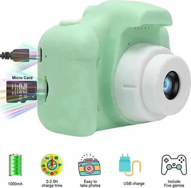 Фотоапарат дитячий GM14 Kids Camera c дисплеєм 2" для дітей зелений - зображення 7