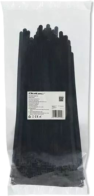 Opaski zaciskowe Qoltec 7.2x250 mm Nylon UV Czarne (5901878522296) - obraz 1