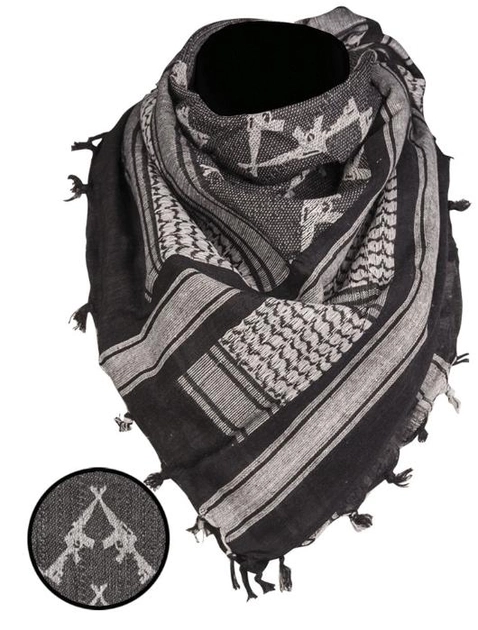 Арафатка шарф-шемаг тактическая 110x110см Автомат Mil-Tec Универсальный Черный (12609202) M-T - изображение 1