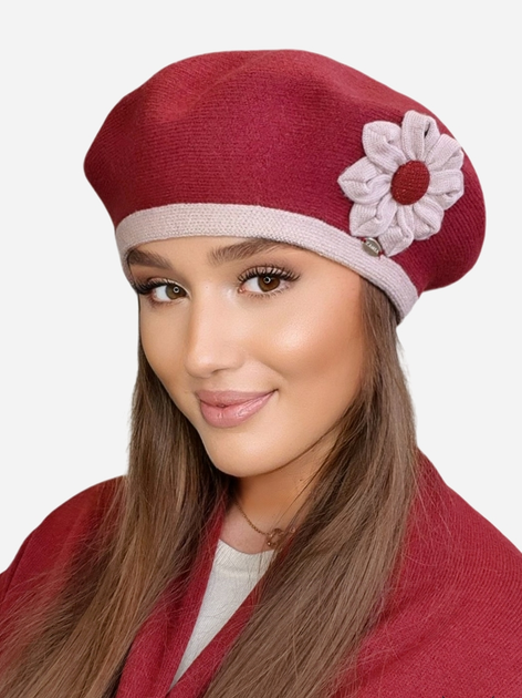 Beret damski Kamea K.22.013.15 One Size Wino (5903246756203) - obraz 1