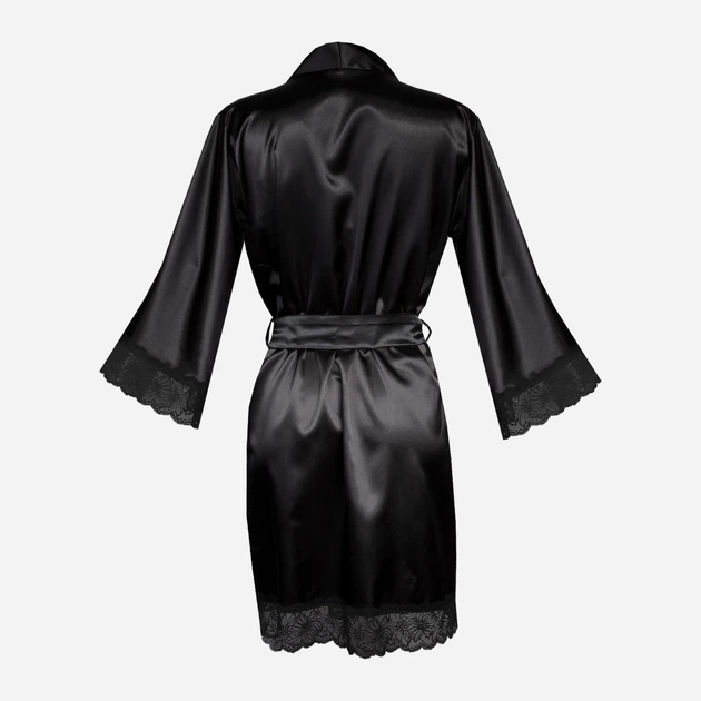 Халат жіночий атласний DKaren Sauda M Чорний (5903251470088) - зображення 6