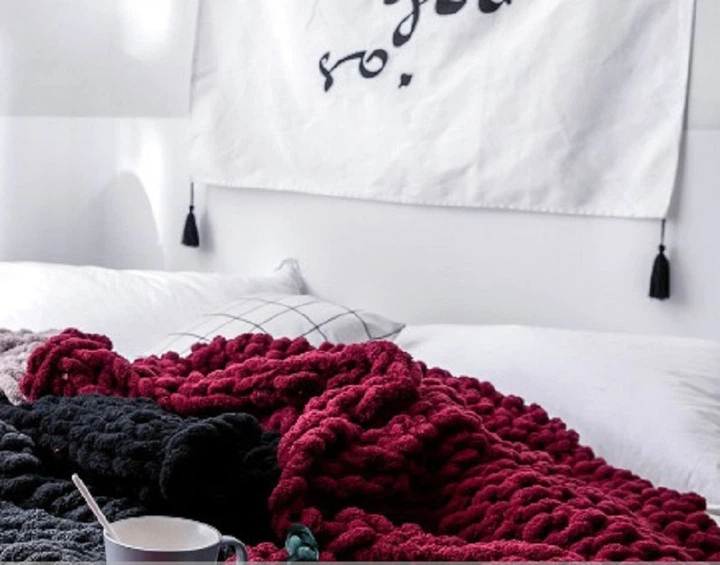 Плед крупной вязки ручной работы Homytex 130 * 170 см. Бордо – фото ...