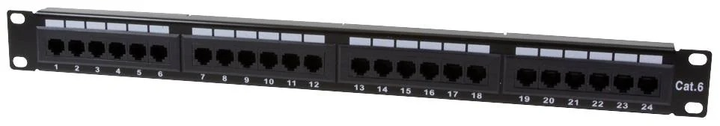 Патч-панель Logilink 19" 1U 24 порти Cat 6 UTP Black (4260113562093) - зображення 1