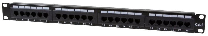 Panel krosowy Logilink 19" 1U 24 porty Cat 6 UTP Czarny (4260113562093) - obraz 1