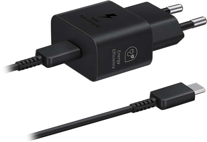Сетевое зарядное устройство Samsung 25W Type-C Cable Black (EP-T2510XBEGEU) - изображение 1