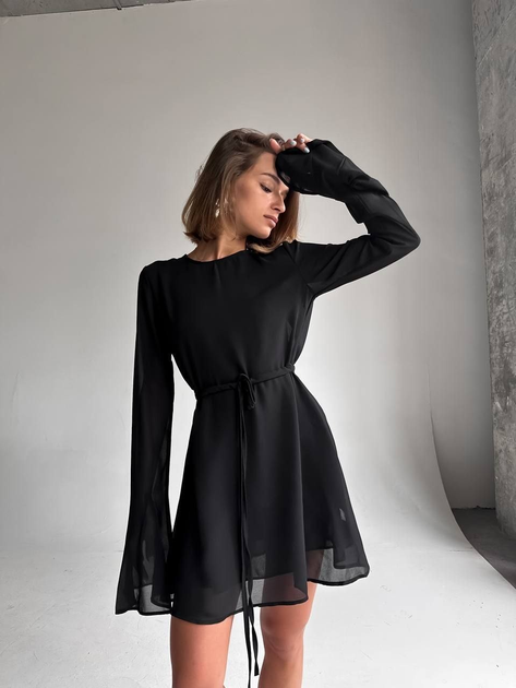 Шифоновое черное платье в пол (54 фото)