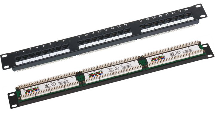 Panel krosowy Q-LANTEC 19" 1U 24 porty Cat 6 UTP Czarny (PK-U6-1) - obraz 1