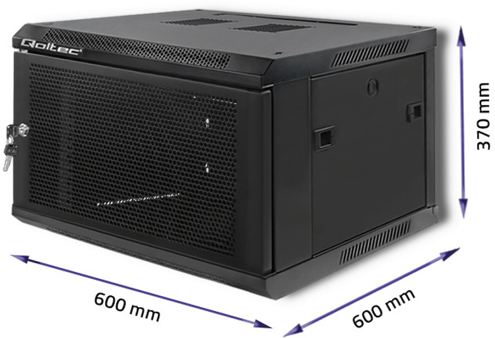 Серверна шафа Qoltec RACK 19" 6U 600 x 600 x 370 Перфоровані двері (5901878544885) - зображення 6