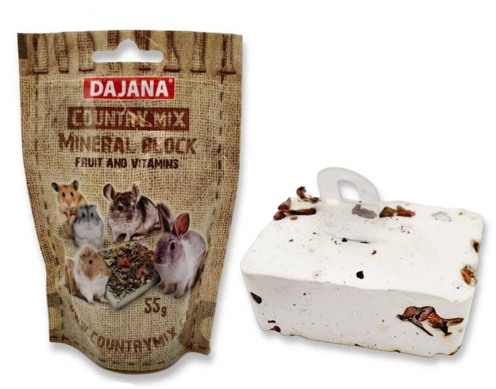 Минеральный камень для мелких грызунов и кроликов с фруктами и витаминами Dajana Country mix 55 г 
