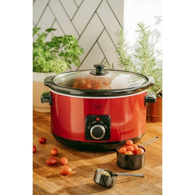 Медленноварка с керамической чашей 5.8 л Adler AD 6413r Red ТМ - изображение 7