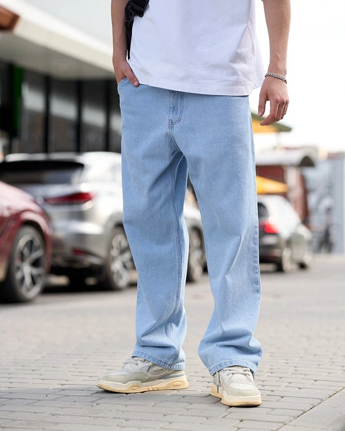 Джинси оверсайз чоловічі OGONPUSHKA Booty світло-сині XL