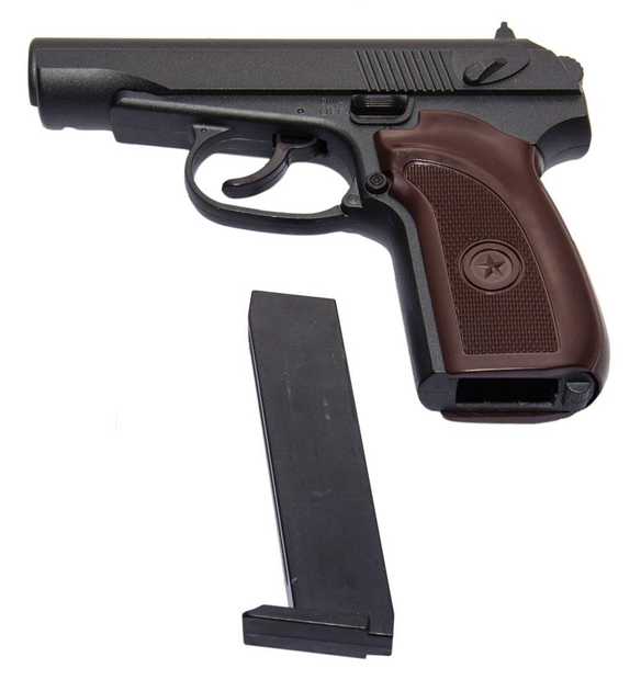 Cтрайкбольный пистолет Galaxy Макарова с имитацией глушителя металл. Черный, арт G29A - изображение 2