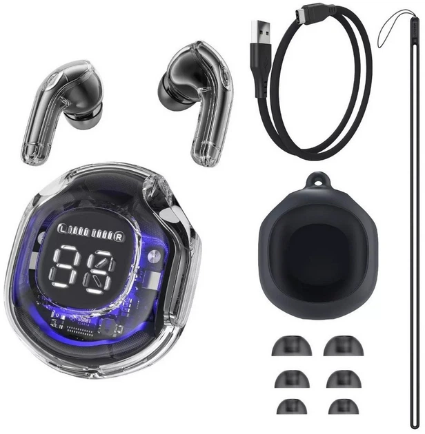 Навушники Acefast T8 Crystal color (2) bluetooth earbuds Bright Black (AFT8BB) - зображення 8