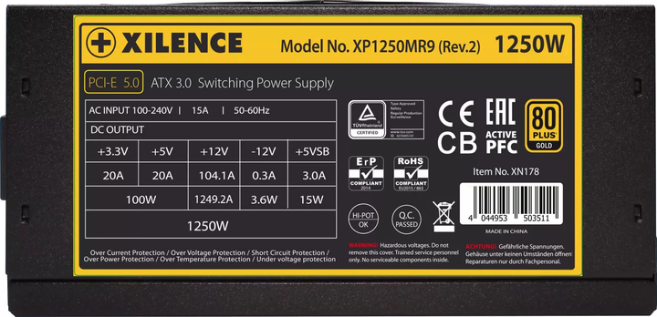 Блок питания Xilence XP1250MR9.2 Performance X ATX 3.0 80+ Gold 140 мм 1250 Вт (XP1250MR9.2) - изображение 7