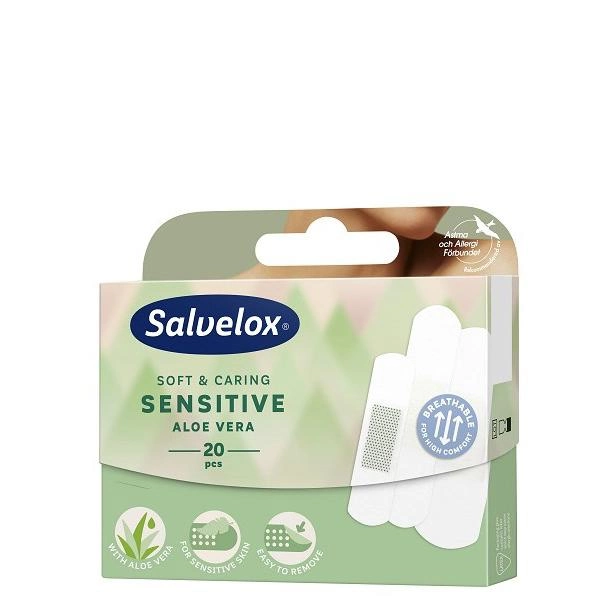 Пластырь Salvelox Sensitive Aloe Vera 20 шт (7310616342566) - изображение 1