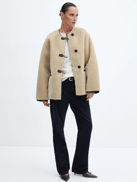 Полушубок женский Mango Bethoven 57047713-05 L Экрю (8445922938291) - изображение 6