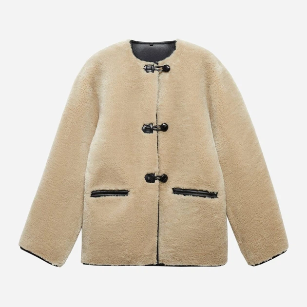 Полушубок женский Mango Bethoven 57047713-05 L Экрю (8445922938291) - изображение 7