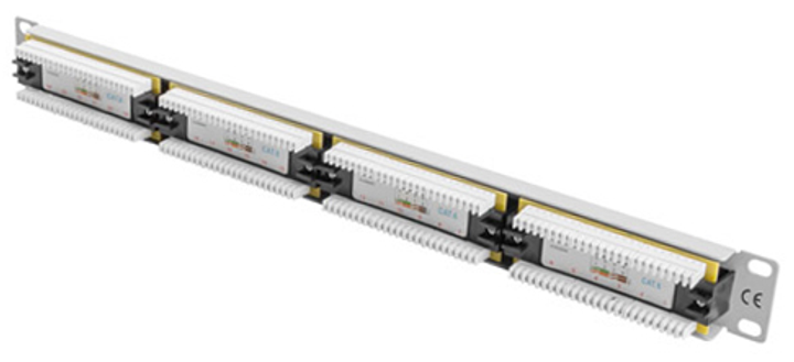 Panel krosowy Lanberg 19" 1U 24 porty Cat 6 UTP Szary (PPU6-1024-S) - obraz 2