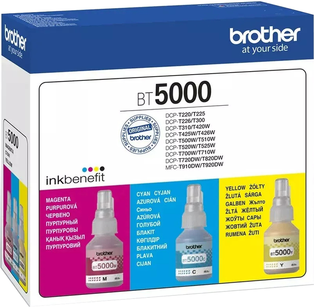 Набір чорнил Brother для DCP-T2xx/3xx/4xx/5xx/7xx/T9x0 Multipack 3x5000 сторінок (BT5000CLVAL) - зображення 1