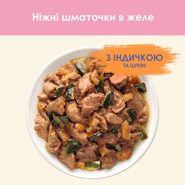 Упаковка вологого корму для кошенят Purina Cat Chow Kitten шматочки в желе з індичкою та цукіні 85 г x 26 шт (7613039856154) - зображення 8