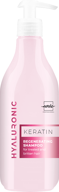 Восстанавливающий шампунь с кератином Unic Hyaluronic Keratin для ломких и поврежденных волос, 500 мл - Фото 1 Восстанавливающий шампунь с кератином Unic Hyaluronic Keratin для ломких и поврежденных волос, 500 мл - изображение 1