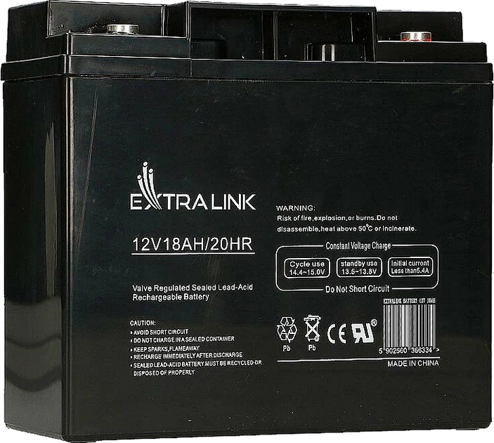 Akumulator EXTRALINK AGM 12V 18Ah (5902560366334) - obraz 1