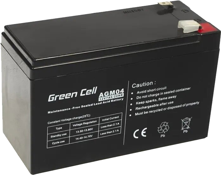 Akumulator Greencell AGM 12V 7Ah (5902701411503) - obraz 1