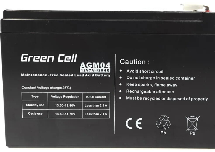 Акумулятор Greencell AGM 12V 7Ah (5902701411503) - зображення 2