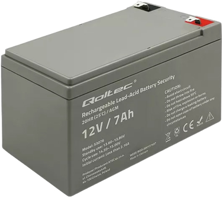 Akumulator Qoltec AGM 12V-7Ah 105A Security (5901878530765) - obraz 1