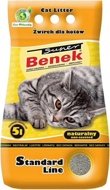 Żwirek dla kotów zbrylajacy CERTECH Super Benek Standard Naturalny 5l (5905397010012) - obraz 1