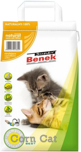 Żwirek dla kotów zbrylajacy Super Benek Corn Cat kukurydziany 10 l (5905397017813) - obraz 1
