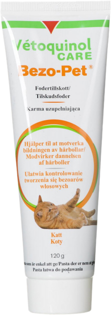 Pasta zapobiegajaca zbijaniu sie wlosow w zoladku i jelitach Vetoquinol Bezo-Pet 120 g (3605874367463) - obraz 1