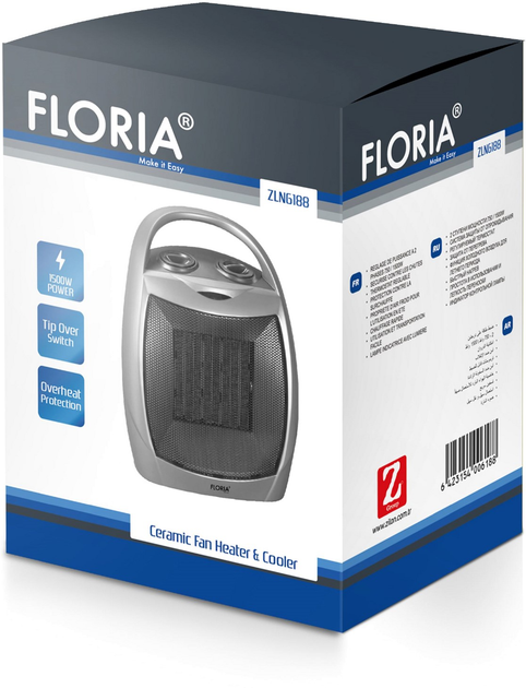 Тепловентилятор Floria ZLN6188 1500W Grey - изображение 6
