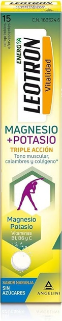 Suplement diety Angelini Leotron Magnesium Potasio 15 Comp Eferve (8470001835246) - obraz 2