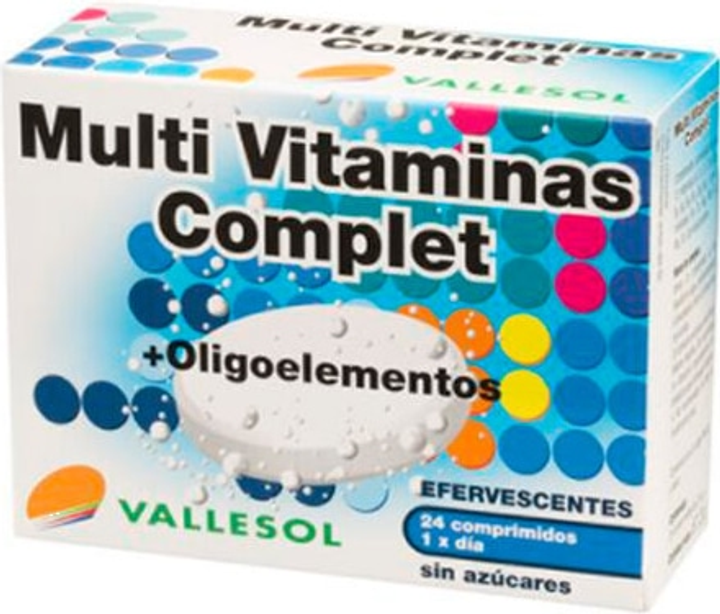 Комплекс вітамінів та мінералів Vallesol Multivitamins Complet+ Мікроелементи шипучі 24 таблетки (8424657740119) - зображення 1