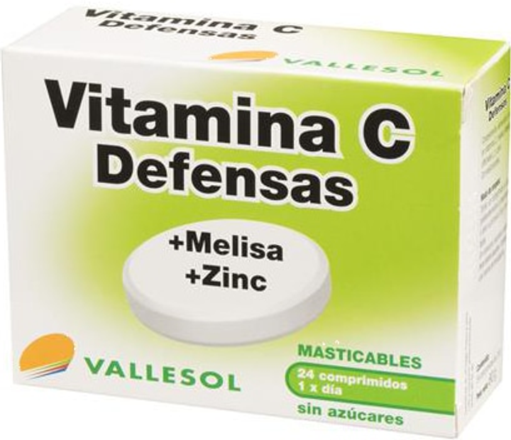 Kompleks witamin i minerałów Vallesol Vitamin C + Lemon Balm + Zinc 24 Tablets (8424657740218) - obraz 1