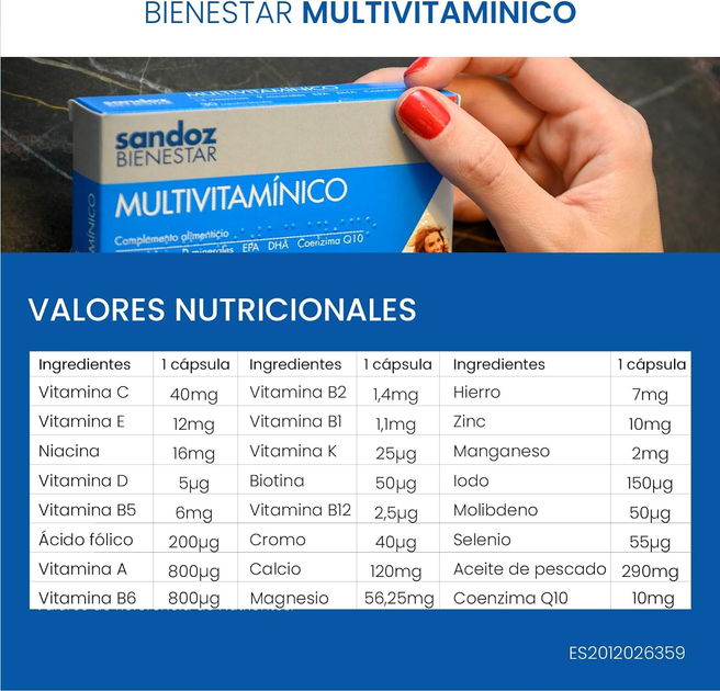 Kompleks witamin i minerałów Sandoz Multivitamin 30 Caps (8470001783806) - obraz 3